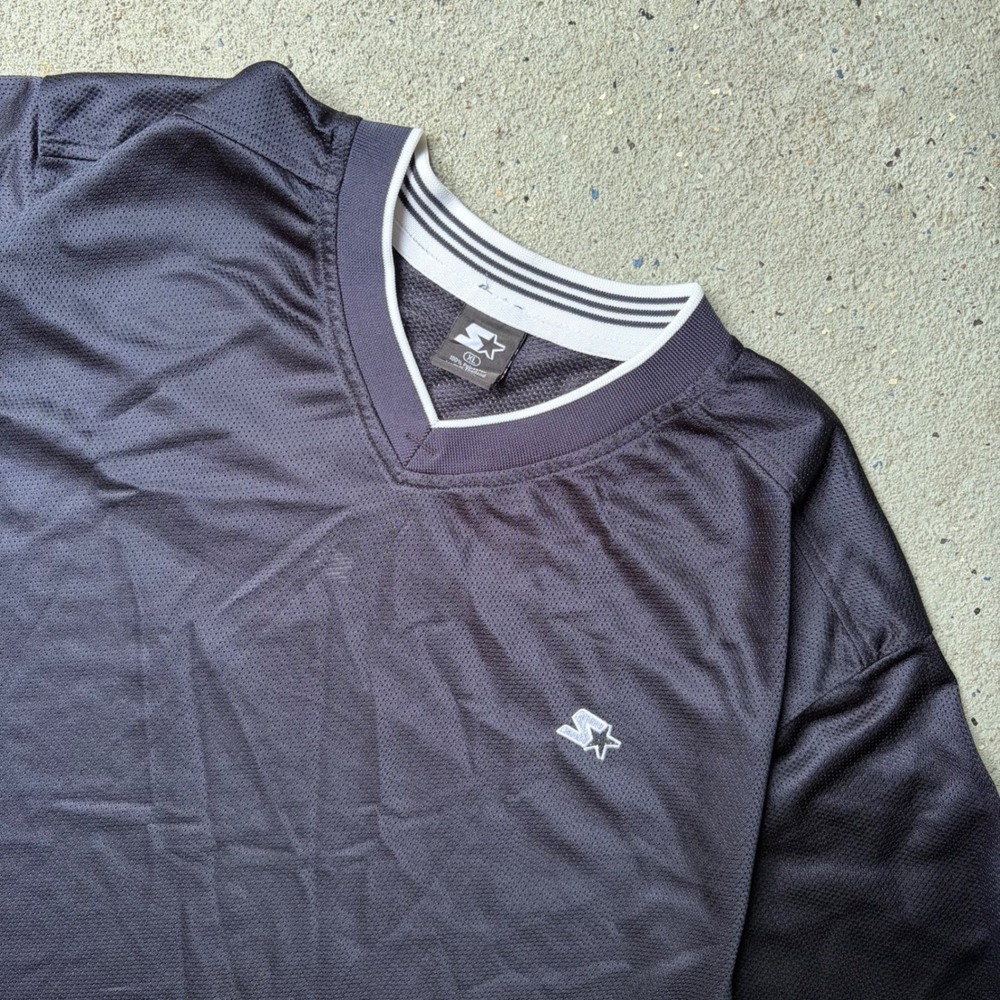 Starter Mens Mesh Jersey Shirt Navy Blue V-Neck Short Sleeve Athletic XL